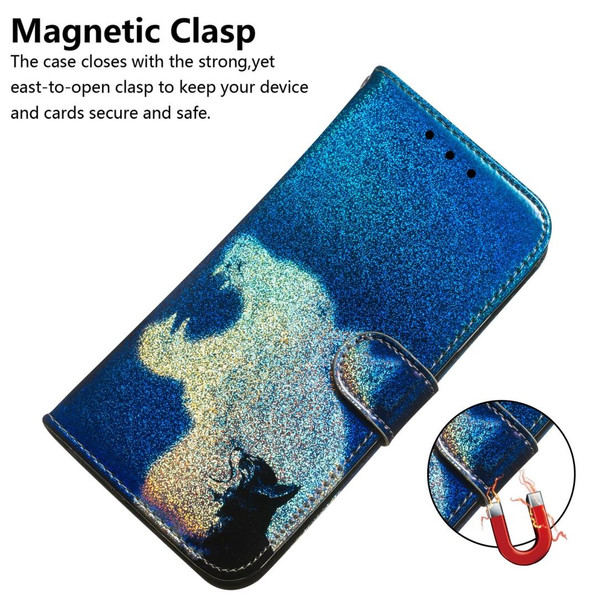 Colored Drawing Pattern Colorful Magnetic Buckle Horizontal Flip PU Leatherette Case with Holder & Card Slots & Wallet & Lanyard - Galaxy S10(Cat and Leopard)