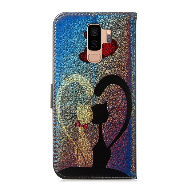 Colored Drawing Pattern Colorful Magnetic Buckle Horizontal Flip PU Leatherette Case with Holder & Card Slots & Wallet & Lanyard - Galaxy S9+(Love Cat)