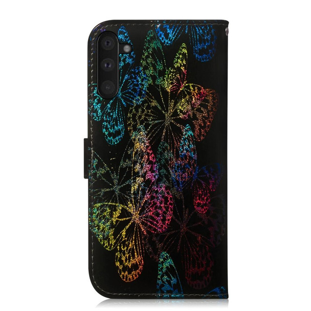 Colored Drawing Pattern Colorful Magnetic Buckle Horizontal Flip PU Leatherette Case with Holder & Card Slots & Wallet & Lanyard - Galaxy Note 10 / 10 5G(Butterfies)