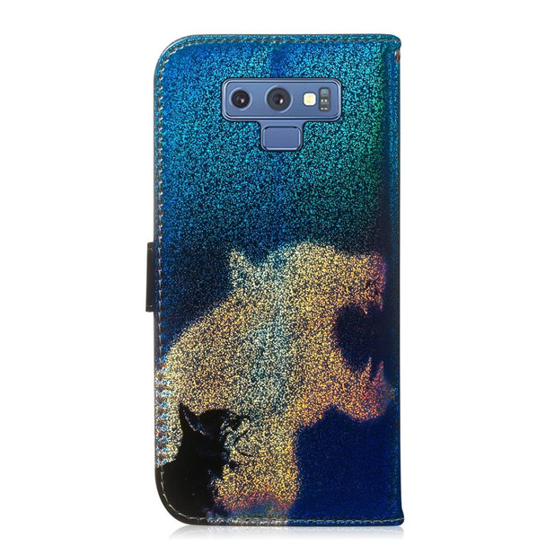 Colored Drawing Pattern Colorful Magnetic Buckle Horizontal Flip PU Leatherette Case with Holder & Card Slots & Wallet & Lanyard - Galaxy Note 9(Cat and Leopard)