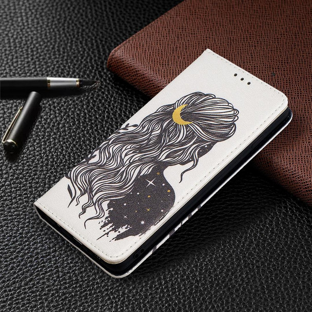 Samsung Galaxy S10 Colored Drawing Pattern Invisible Magnetic Horizontal Flip PU Leather Case with Holder & Card Slots & Wallet(Girl)