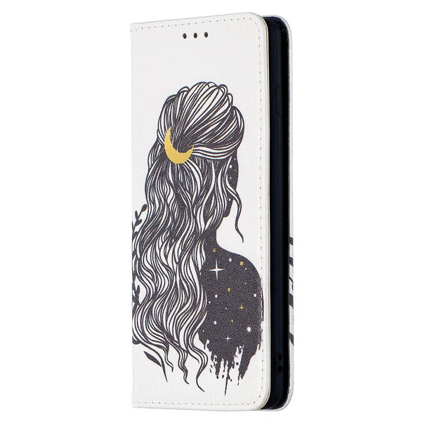 Samsung Galaxy S10 Colored Drawing Pattern Invisible Magnetic Horizontal Flip PU Leather Case with Holder & Card Slots & Wallet(Girl)