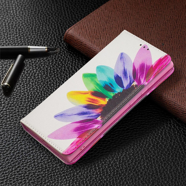 Samsung Galaxy Note20 Ultra Colored Drawing Pattern Invisible Magnetic Horizontal Flip PU Leather Case with Holder & Card Slots & Wallet(Sun Flower)