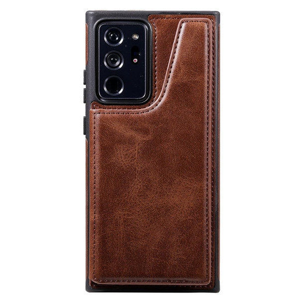 Shockproof Calf Texture Protective Case with Holder & Card Slots & Frame - Samsung Galaxy Note20 Ultra(Coffee)