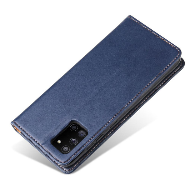 Samsung Galaxy A31 Fierre Shann PU Genuine Leather Texture Horizontal Flip Leather Case with Holder & Card Slots & Wallet(Blue)