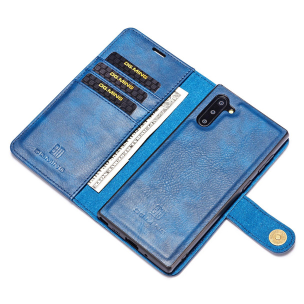 DG.MING Crazy Horse Texture Flip Detachable Magnetic Leatherette Case with Holder & Card Slots & Wallet for Samsung Galaxy Note 10(Blue)