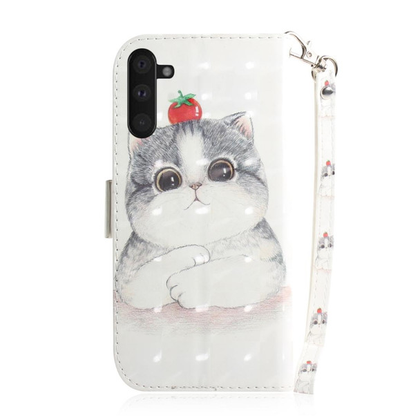 3D Colored Drawing Horizontal Flip Leatherette Case, with Holder & Card Slot & Wallet - Galaxy Note 10(Cute Cat)