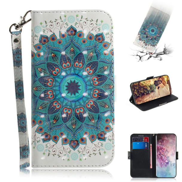 3D Colored Drawing Horizontal Flip Leatherette Case, with Holder & Card Slot & Wallet - Galaxy Note 10 Plus(Peacock Wreath)