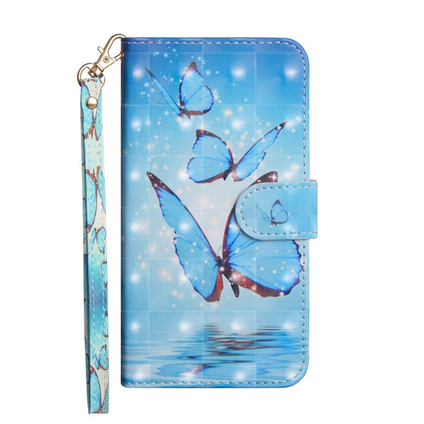 3D Painting Pattern Horizontal Flip TPU + PU Leatherette Case with Holder & Card Slots & Wallet - Galaxy S8(Three Butterfly)