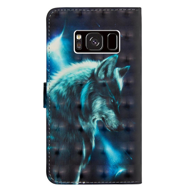 3D Painting Pattern Horizontal Flip TPU + PU Leatherette Case with Holder & Card Slots & Wallet - Galaxy S8(Wolf)