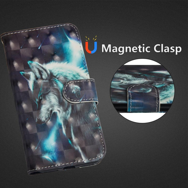 3D Painting Pattern Horizontal Flip TPU + PU Leatherette Case with Holder & Card Slots & Wallet - Galaxy A40(Wolf)