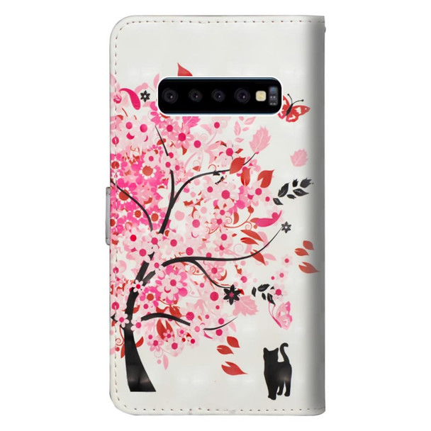 3D Painting Pattern Horizontal Flip TPU + PU Leatherette Case with Holder & Card Slots & Wallet - Galaxy S10(Tree Cat)