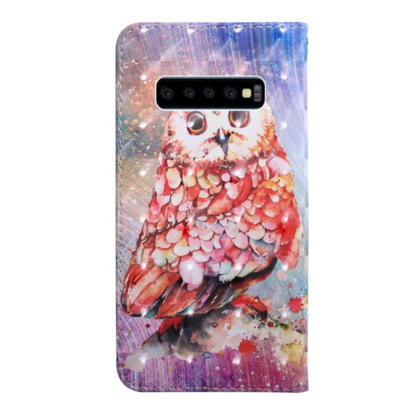 3D Painting Pattern Coloured Drawing Horizontal Flip TPU + PU Leatherette Case with Holder & Card Slots & Wallet - Galaxy S10+(Color Owl)