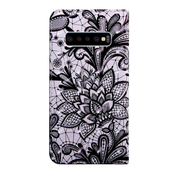 3D Painting Pattern Coloured Drawing Horizontal Flip TPU + PU Leatherette Case with Holder & Card Slots & Wallet - Galaxy S10(Black Lace)