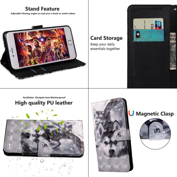 3D Painting Pattern Coloured Drawing Horizontal Flip TPU + PU Leatherette Case with Holder & Card Slots & Wallet - Galaxy J8 2018(Husky)