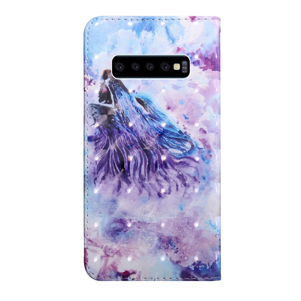 3D Painting Pattern Coloured Drawing Horizontal Flip TPU + PU Leatherette Case with Holder & Card Slots & Wallet - Galaxy S10(Roaring Wolf)