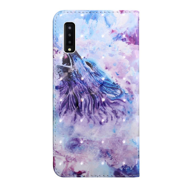 3D Painting Pattern Coloured Drawing Horizontal Flip TPU + PU Leatherette Case with Holder & Card Slots & Wallet - Galaxy A7 (2018)(Roaring Wolf)