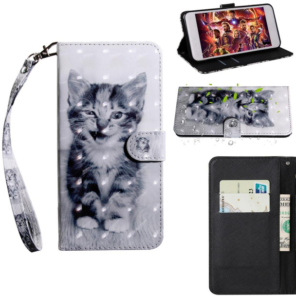 3D Painting Pattern Coloured Drawing Horizontal Flip TPU + PU Leatherette Case with Holder & Card Slots & Wallet - Galaxy A7 (2018)(Smile Cat)