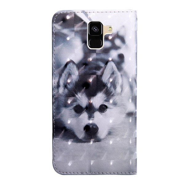 3D Painting Pattern Coloured Drawing Horizontal Flip TPU + PU Leatherette Case with Holder & Card Slots & Wallet - Galaxy A6+ (2018)(Husky)