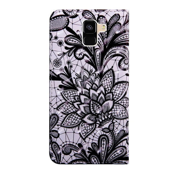 3D Painting Pattern Coloured Drawing Horizontal Flip TPU + PU Leatherette Case with Holder & Card Slots & Wallet - Galaxy A6+ (2018)(Black Lace)