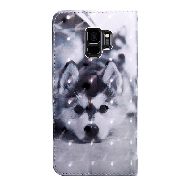 3D Painting Pattern Coloured Drawing Horizontal Flip TPU + PU Leatherette Case with Holder & Card Slots & Wallet - Galaxy S9+(Husky)