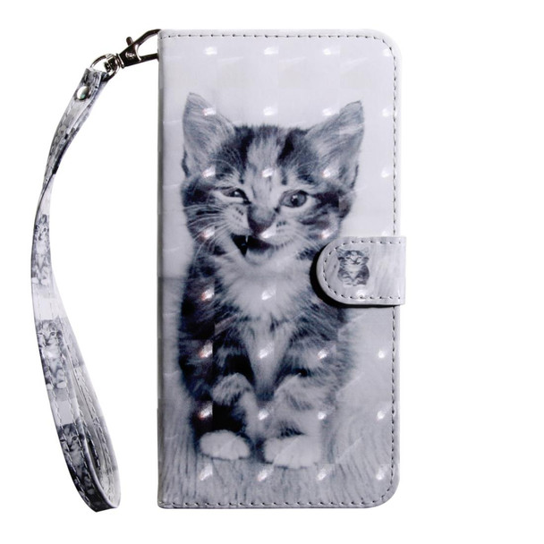 3D Painting Pattern Coloured Drawing Horizontal Flip TPU + PU Leatherette Case with Holder & Card Slots & Wallet - Galaxy S8+(Smile Cat)