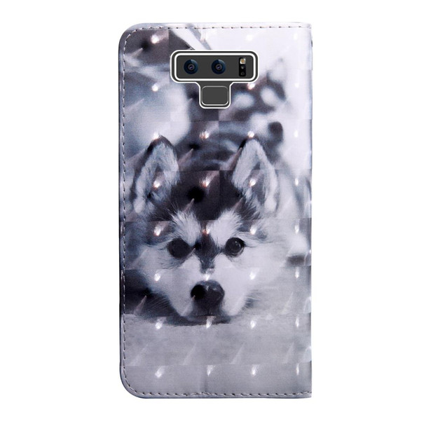 3D Painting Pattern Coloured Drawing Horizontal Flip TPU + PU Leatherette Case with Holder & Card Slots & Wallet - Galaxy Note9(Husky)