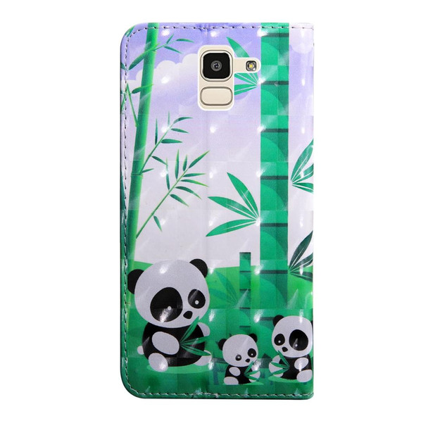 3D Painting Pattern Coloured Drawing Horizontal Flip TPU + PU Leatherette Case with Holder & Card Slots & Wallet - Galaxy J6 (2018) (EU version)(Bamboo Panda)