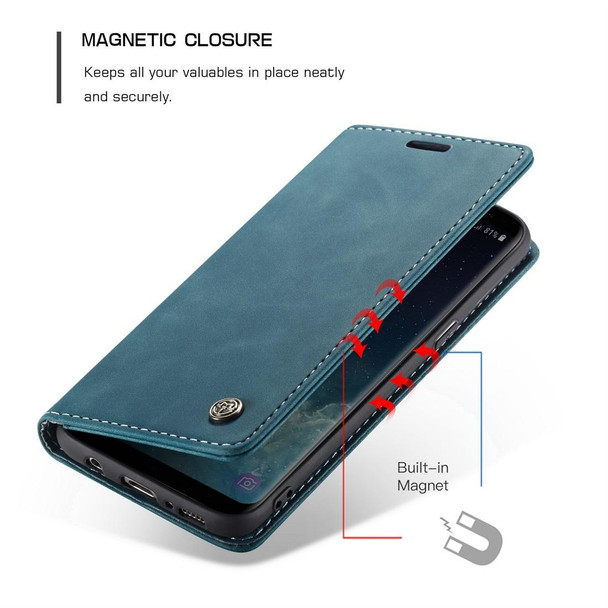 CaseMe-013 Multifunctional Retro Frosted Horizontal Flip Leatherette Case with Card Slot & Holder & Wallet for Galaxy S8(Blue)