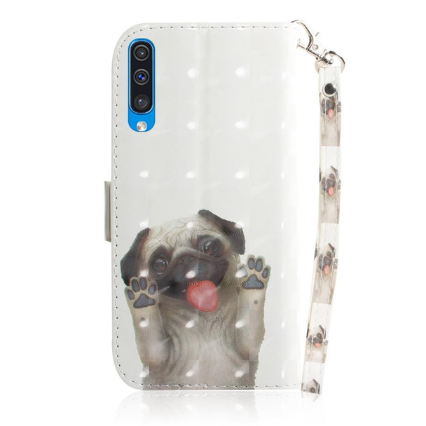 3D Painting Pattern Coloured Drawing Horizontal Flip Leatherette Case with Holder & Card Slots & Wallet - Galaxy A50(Pug)