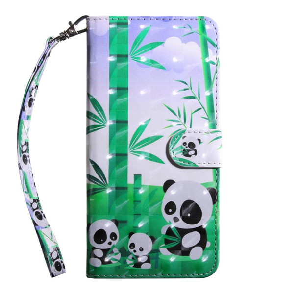 3D Painting Pattern Coloured Drawing Horizontal Flip TPU + PU Leatherette Case with Holder & Card Slots & Wallet - Galaxy J2 Pro (2018)(Bamboo Panda)