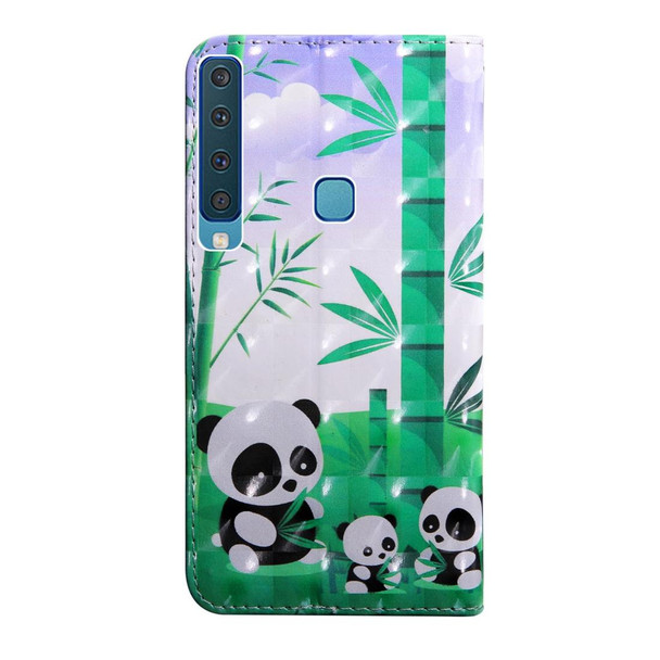 3D Painting Pattern Coloured Drawing Horizontal Flip TPU + PU Leatherette Case with Holder & Card Slots & Wallet - Galaxy A9 (2018)(Bamboo Panda)