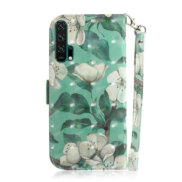 3D Painting Pattern Coloured Drawing Horizontal Flip Leatherette Case with Holder & Card Slots & Wallet for Huawei Honor 20 Pro(Watercolor Flower)