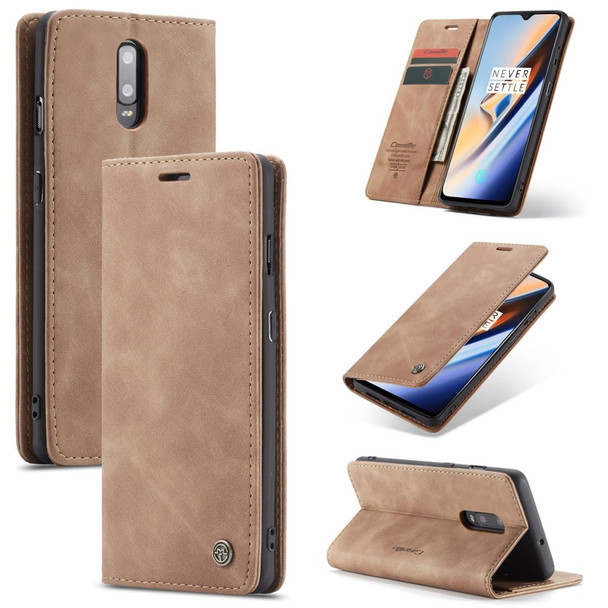 CaseMe-013 Multifunctional Horizontal Flip Leatherette Case with Card Slot & Holder for Galaxy M20(Brown)