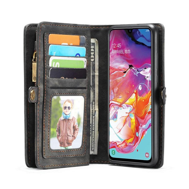 CaseMe-008 Detachable Multifunctional Horizontal Flip Leatherette Case with Card Slot & Holder & Zipper Wallet & Photo Frame for Galaxy A70(Black)