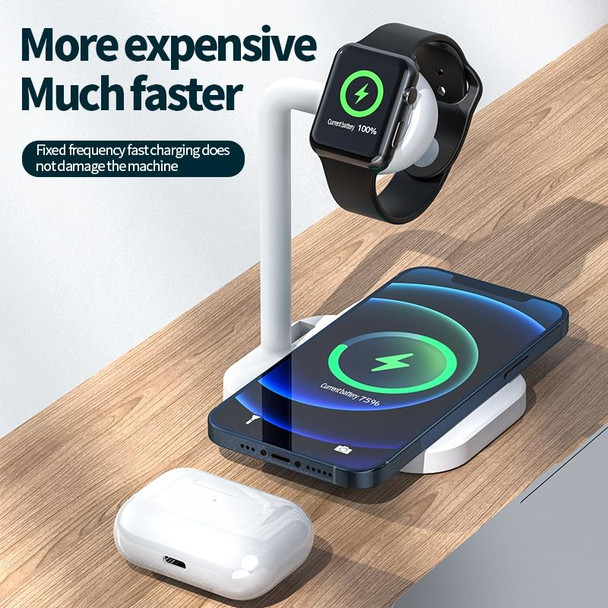 adj-984 2 in 1 Electromagnetic Induction Wireless Charger for Mobile Phones & Apple Watches & AirPods(White)