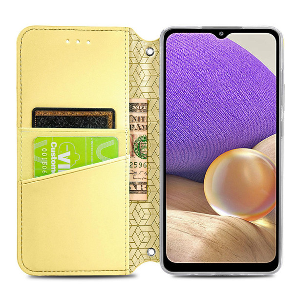 Samsung Galaxy A32 5G Blooming Mandala Embossed Pattern Magnetic Horizontal Flip Leather Case with Holder & Card Slots & Wallet(Yellow)