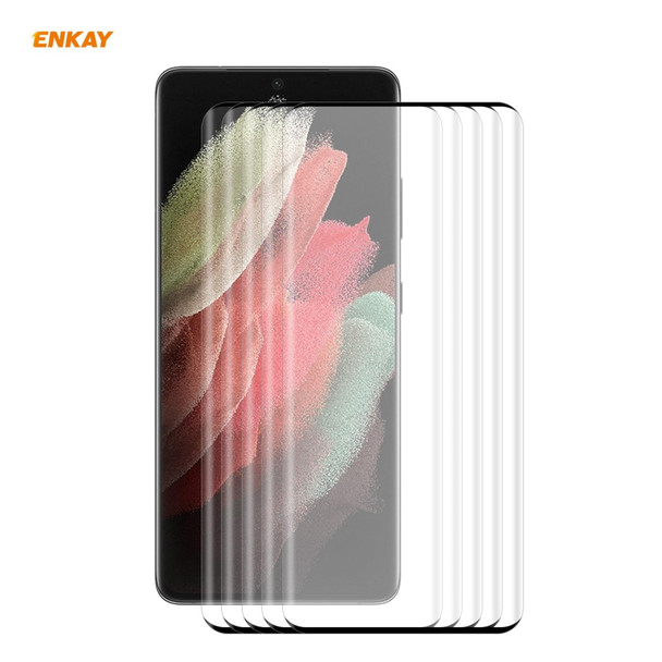 5 PCS - Samsung Galaxy S21 Ultra ENKAY Hat-Prince 0.26mm 9H 3D Explosion-proof Full Screen Curved Heat Bending Tempered Glass Film