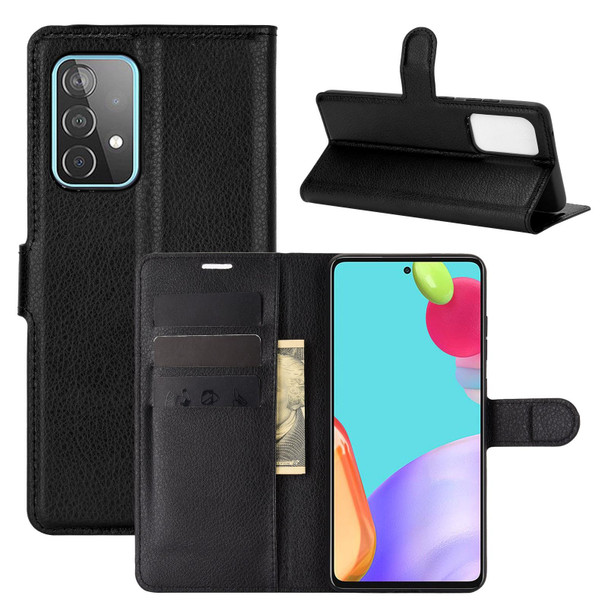 Samsung Galaxy A52 5G / 4G Litchi Texture Horizontal Flip Protective Case with Holder & Card Slots & Wallet(Black)