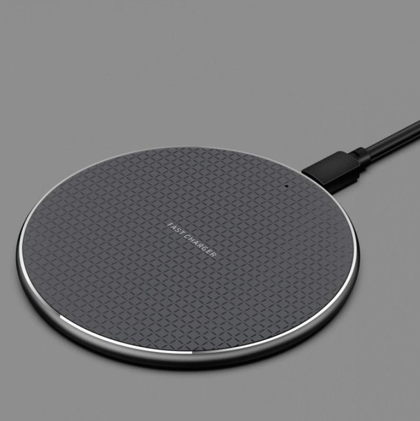 K8 10W Universal Aluminum Alloy Mobile Phone Wireless Charger, Specification:with 50cm Cable(Black)