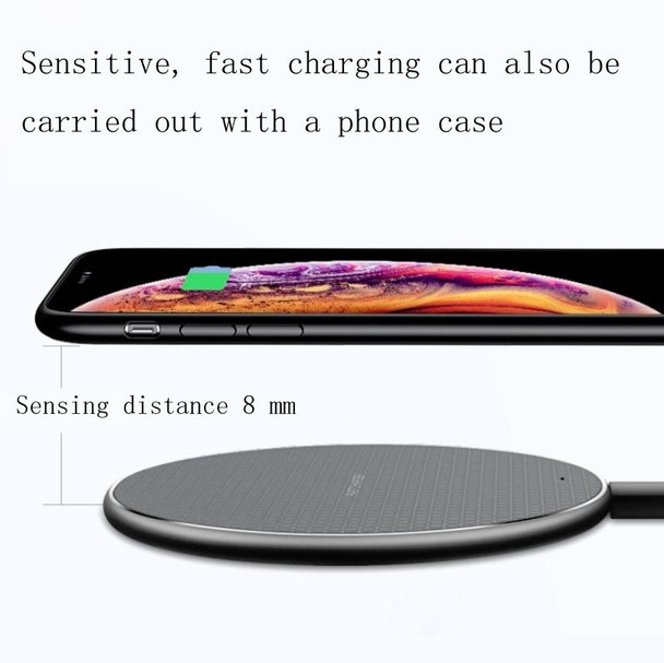 K8 10W Universal Aluminum Alloy Mobile Phone Wireless Charger, Specification:with 1m Cable(Black)