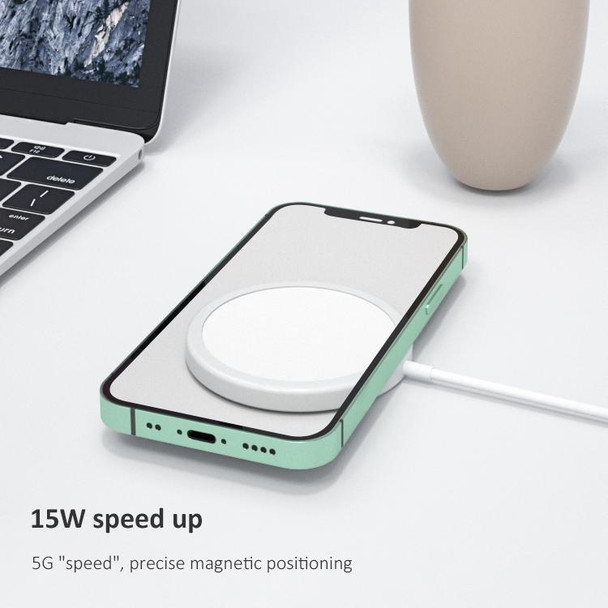 OJD-63 15W Aluminum Alloy Style Round Magsafe Magnetic Wireless Charger for iPhone 12 Series