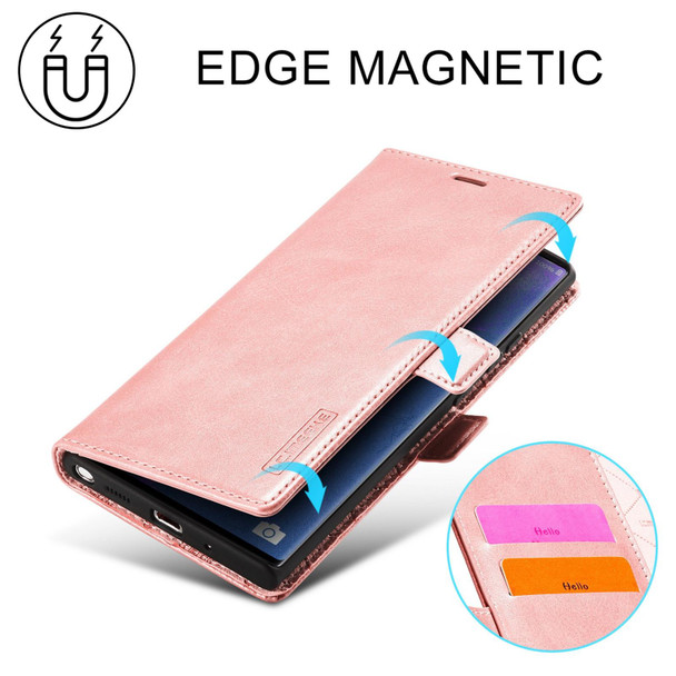 Samsung Galaxy Note20 LC.IMEEK Strong Magnetism Ultra-thin Horizontal Flip Shockproof Matte TPU + PU Leather Case with Holder & Card Slots & Wallet(Rose Gold)