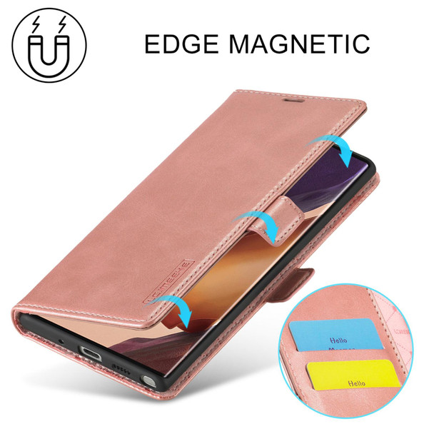 Samsung Galaxy Note10 LC.IMEEK Strong Magnetism Ultra-thin Horizontal Flip Shockproof Matte TPU + PU Leather Case with Holder & Card Slots & Wallet(Rose Gold)