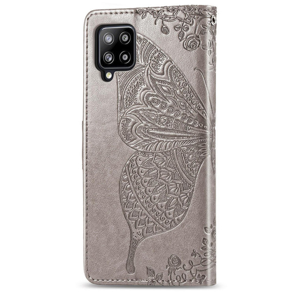 Galaxy A42 5G Butterfly Love Flower Embossed Horizontal Flip Leather Case with Bracket / Card Slot / Wallet / Lanyard(Gray)