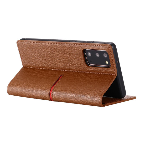 Samsung Galaxy Note 20 GEBEI Top-grain Leather Horizontal Flip Protective Case with Holder & Card Slots & Wallet & Photo Frame(Brown)