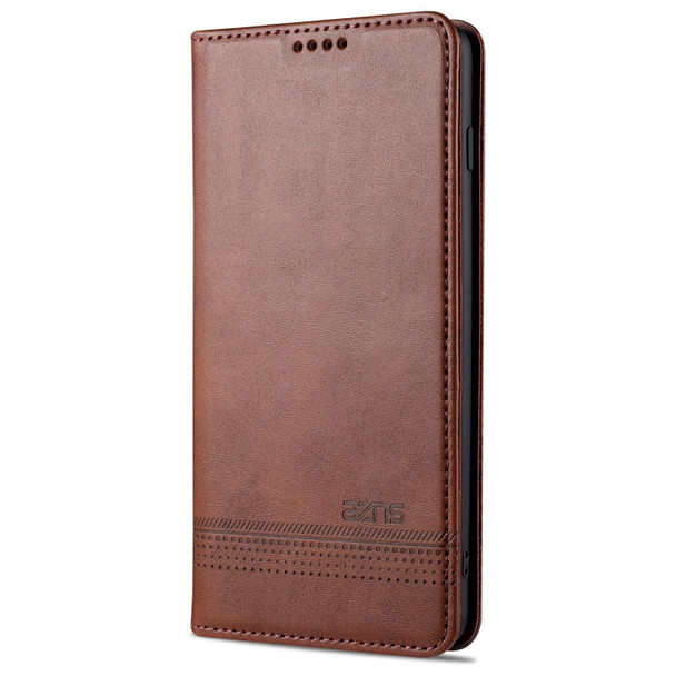 Samsung Galaxy S10 AZNS Magnetic Calf Texture Horizontal Flip Leather Case with Card Slots & Holder & Wallet(Dark Brown)