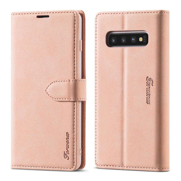 Samsung Galaxy S10+ Forwenw F1 Series Matte Strong Magnetism Horizontal Flip Leather Case with Holder & Card Slots & Wallet & Photo Frame(Rose Gold)