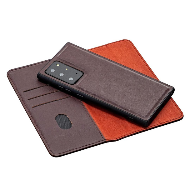 Samsung Galaxy Note20 Ultra 2 in 1 Detachable Magnetic Horizontal Flip Genuine Leather Case with Holder & Card Slots & Wallet(Dark Brown)