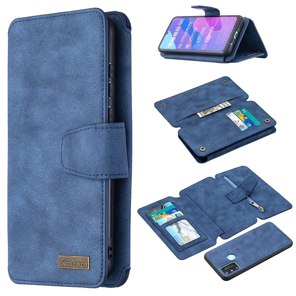 Huawei Honor 9A Detachable Frosted Magnetic Horizontal Flip Leather Case with Card Slots & Holder & Zipper Wallet & Photo Frame(Blue)